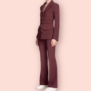 H&M 70'S STYLE BURGUNDY 2 PIECE SUIT